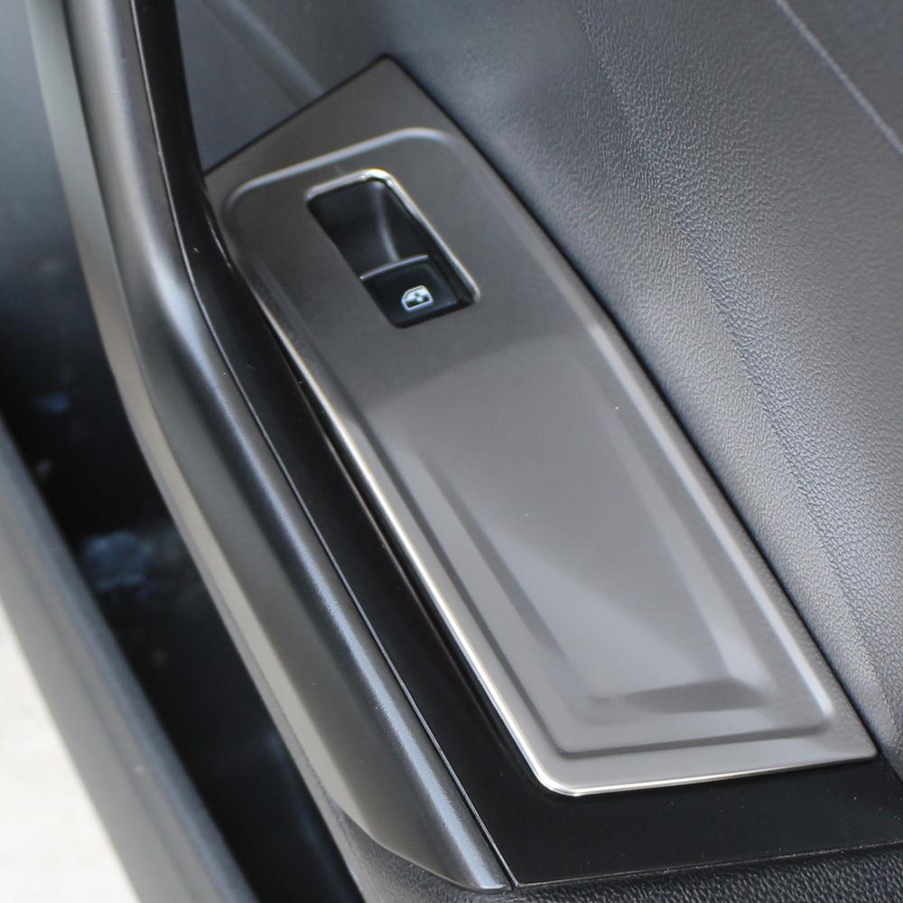 4Pcs Car Window Lift Button Panel Cover Sticker for Volkswagen VW T-roc Troc 2018-2022 Stainless Steel Decoration
