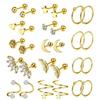 Stainless steel minimalist men's and women's ear stud piercing jewelry set with ear bar studs