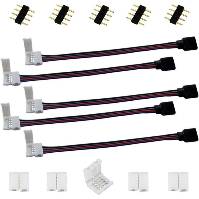 Connecteur LED - RGB - 5050 - 4 broches - 17 cm - Câble d'extension multicolore