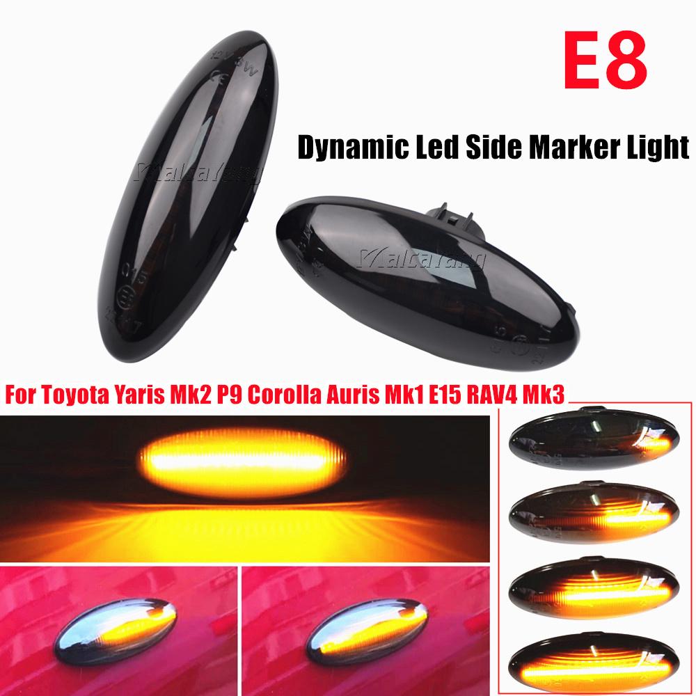 1 Pair LED Car Dynamic Side Marker Blinker Light For Toyota Yaris Mk2 COROLLA Auris Mk1 E15 RAV4 Mk3 Scroll Turn Signal LampTurn Signal 2