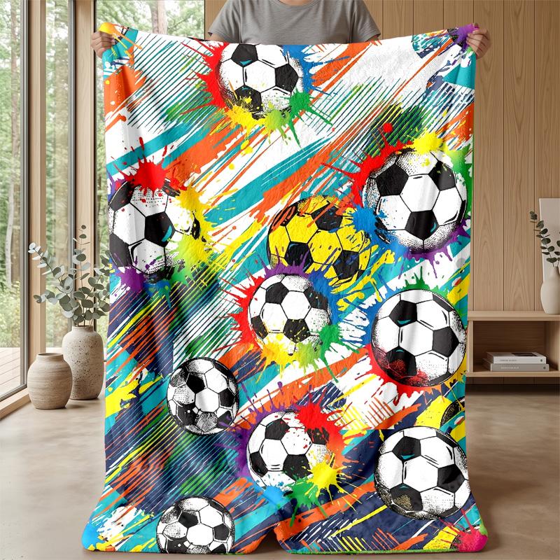 Soccer Ball Splash Art 14 Theme blanket Lightweight Warm Flannel Blanket Decorative Throw Blanket for Home Decoration