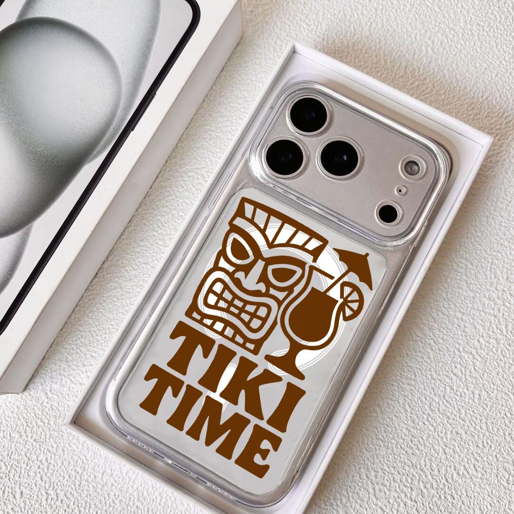 Tiki Time Phone Case For iPhone 17 16 15 14 13 12 Pro Max Plus With Magnetic Crystal Clear Case Wireless Charge