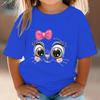 Teen Girl Clothes Pink Bow Cat Girl T-Shirt Summer Fashion Crew Neck Junior Girls' Clothing Short Sleeve Outdoor Children Top