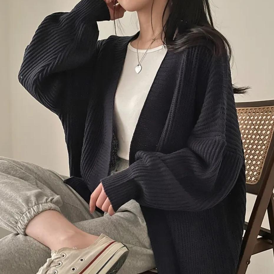 Vintage Oversize Cardigan Sweater Women Casual Loose Lazy Wind Korean Fashion Long Sleeve Lady Simple Tops Design Cardigan