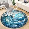 1pc Ocean Wave Stained Glass Chair Carpet for Office Non-Slip, Machine Washable Rug for Office, Room - Holiday Decor, Machine Made yy251016061