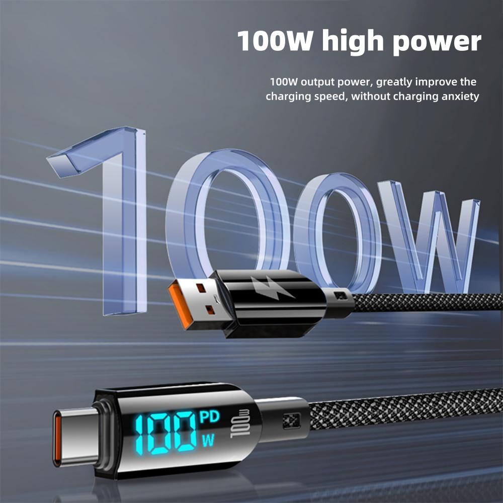 100W PD Fast Charging Data Cable Type C USB Cable For iPhone 16 15 Pro Huawei Xiaomi Samsung USB C Mobile Phone Data Cable Wire Cord
