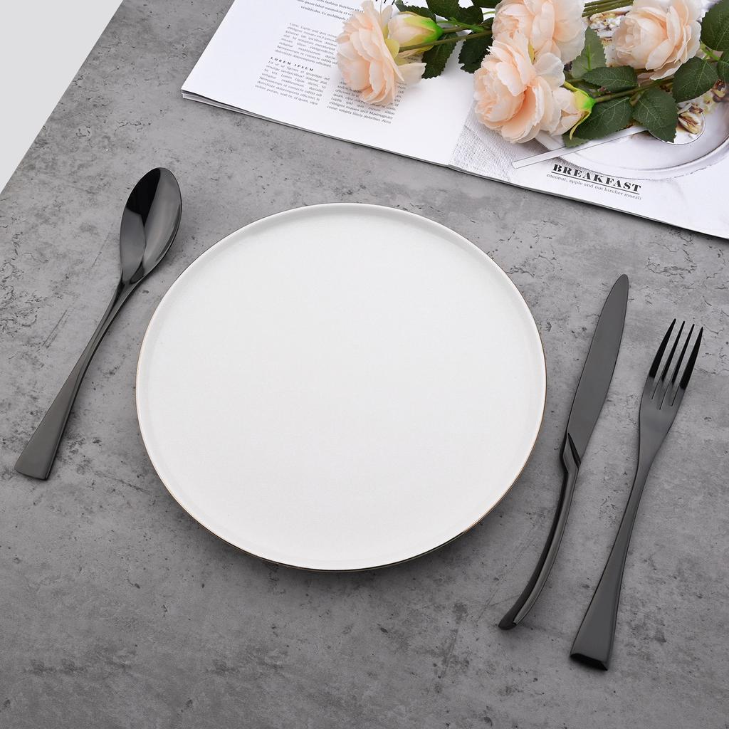 Black Mirror Polished Flatware Dinnerware Set 304 Stainless Steel Spoon Knife Fork Kitchen Tableware Cutlery Set Hotel Restaurant Famiy Set