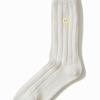 SNOOZY Smile Embroidered Knit Socks - Beige