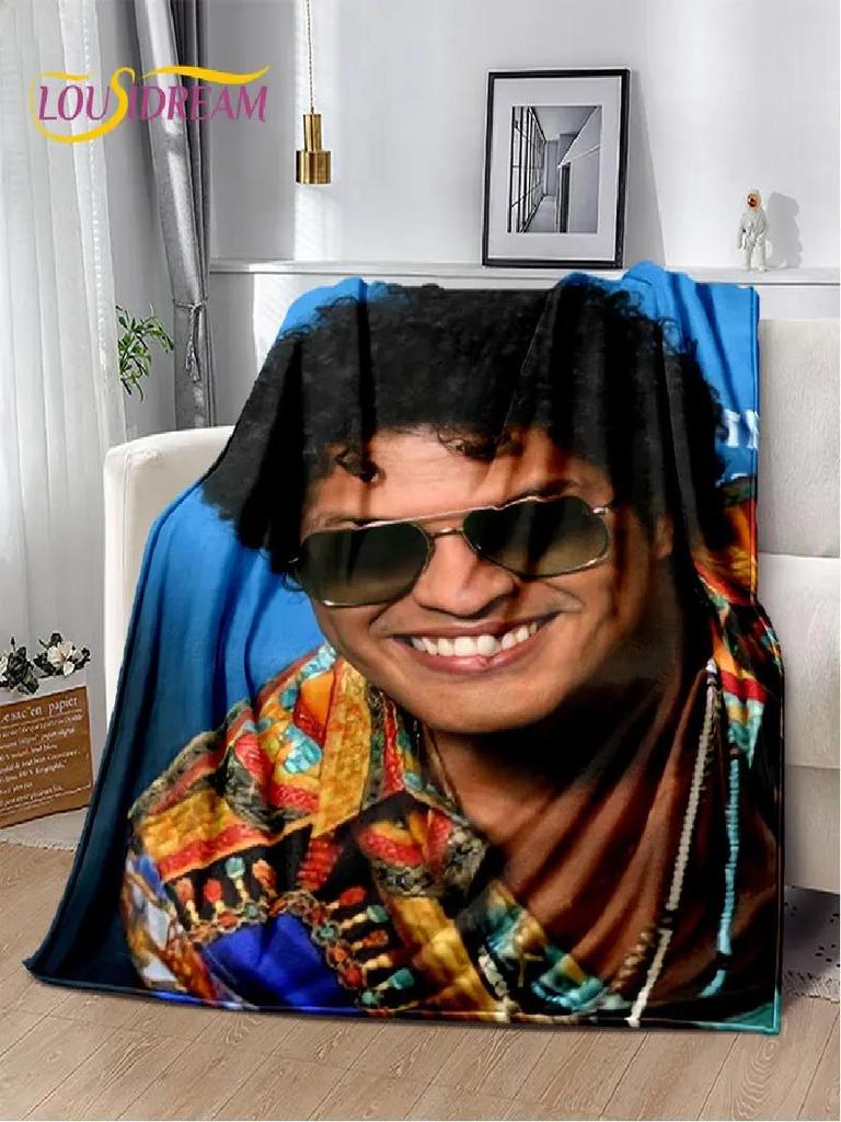 D HD Bruno Mars Singer Star Soft Plush Blanket Flannel Throw for Living Room Bedroom Bed Sofa Picnic Kids Cover