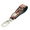 Indenya Inden Belt Strap Keychain B, Deerskin Leather, Black with Pink Lacquer, Clematis Pattern, 4701-51-169