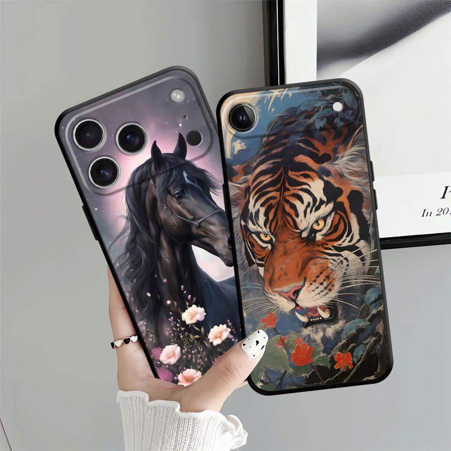 Cool Animal Tiger Lion Funda Phone Cover Phone Case for Apple iPhone 11 17 Pro Max Air 13 15 Pro 7 8 16 14 12 XR XS MAX