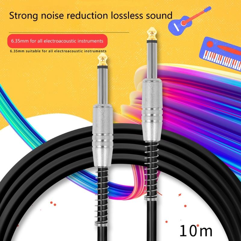Guitar Connecting Cable Straight 6.35mm Male Jack Stereo Audios Interconnect Cord for Electric Guitar, Bass, Mandolin