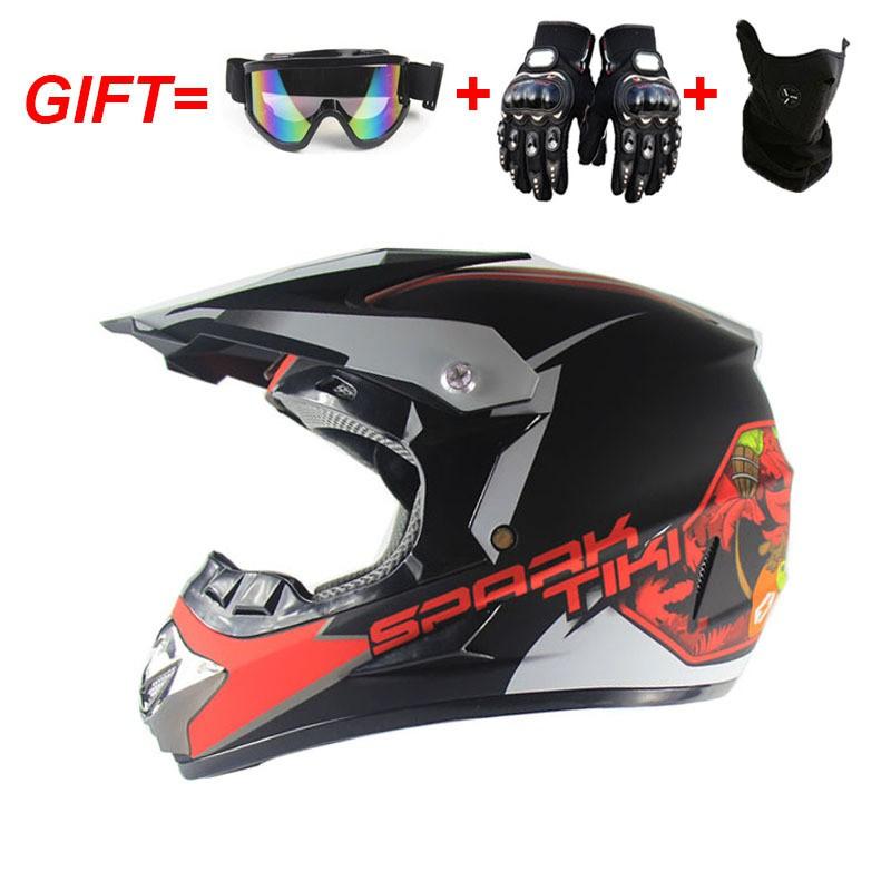 Full Face ATV Helmet Adults With Visor Mask Gloves DOT Certified ABS Off-Road Dirt Bike Motorcycle