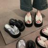 Gentle fairy wind bow thick bottom heightening women's outer wear 2025 summer new fashionable versatile one-word cool slippers