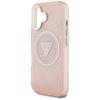 Guess Iml Metal Glitter 4G Circle Triangle Case for iPhone 16 Pink