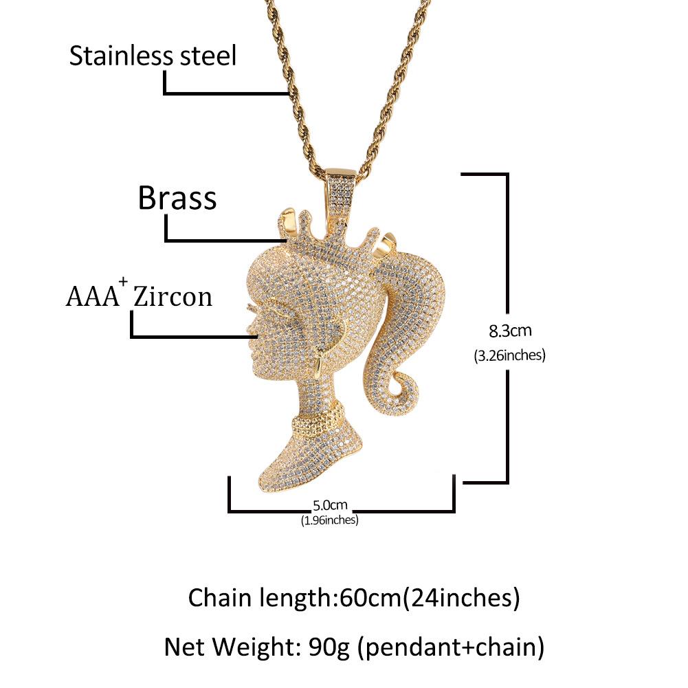 European and American Ins New Crown Barbie Pendant Necklace Copper Inlaid Zircon Niche Pendant Trendy Versatile Accessories