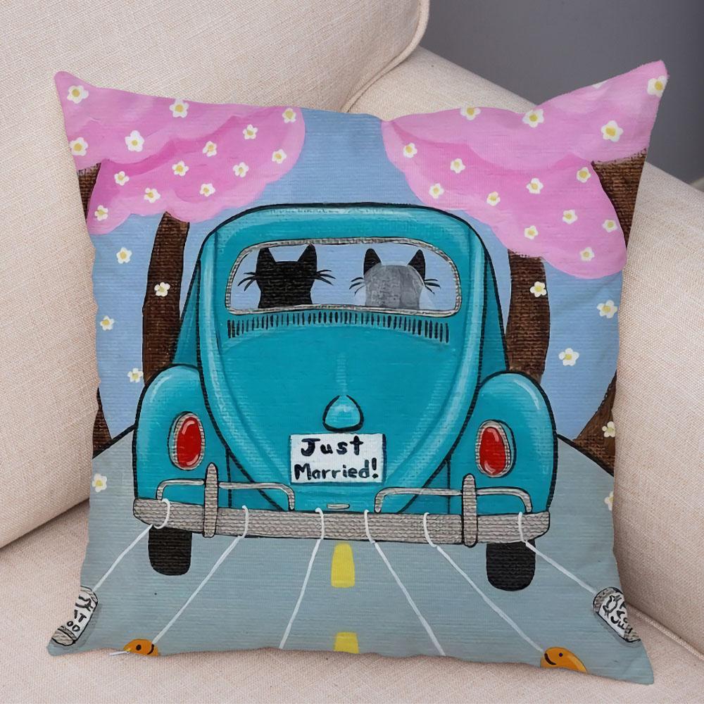 Pet Animal Cute Funny Cartoon Driving Cat Pillowcase Pillowcase Cushion Cover