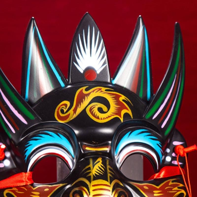 Vibrant Colorful Nuo Drama Mask Plastic Handmade Cultural Artifact Adjustable Fit Stage Performances Cosplay Prop