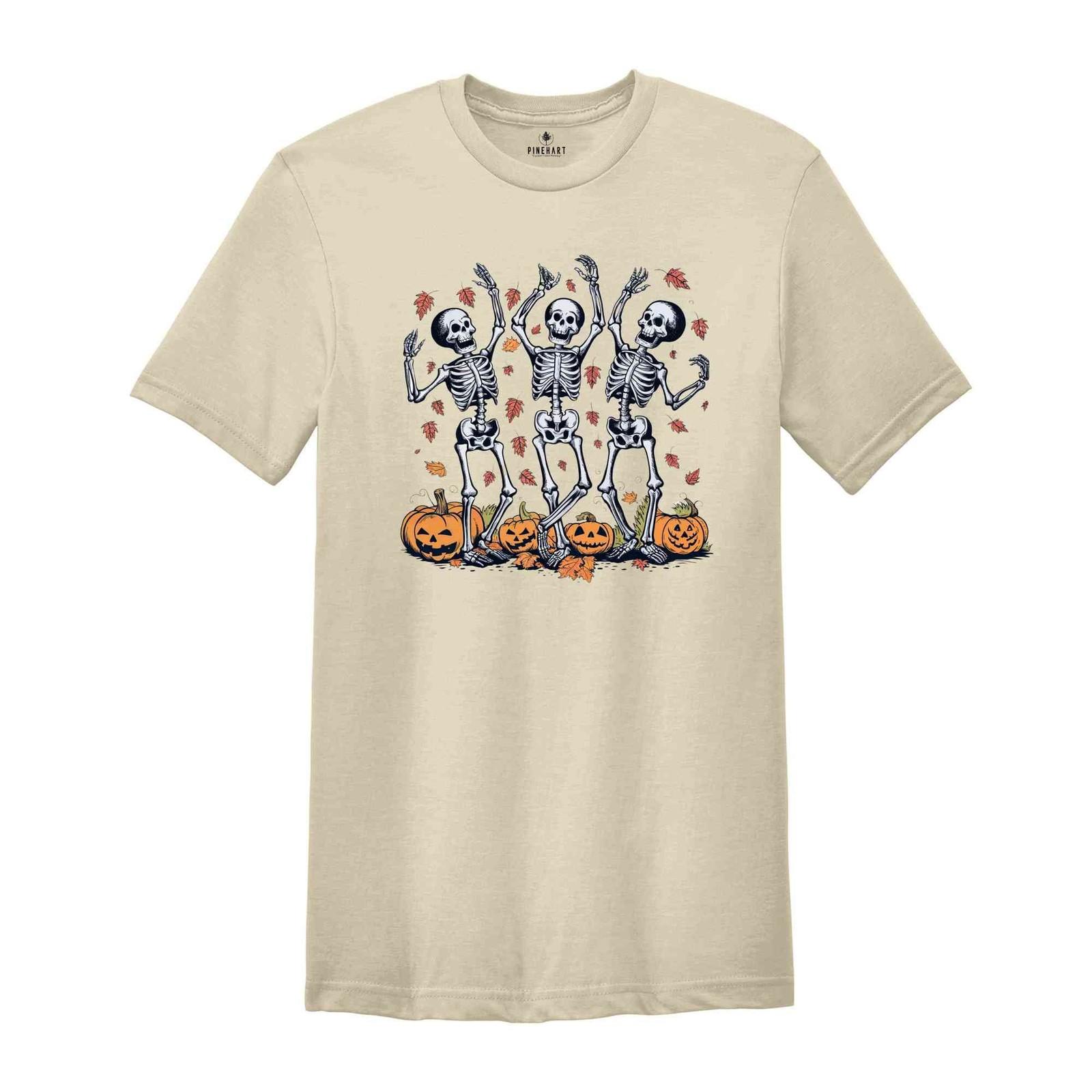 Dancing Skeletons Shirt, Halloween Party Shirt, Skeleton Shirt, Pumpkin Spice Sh S