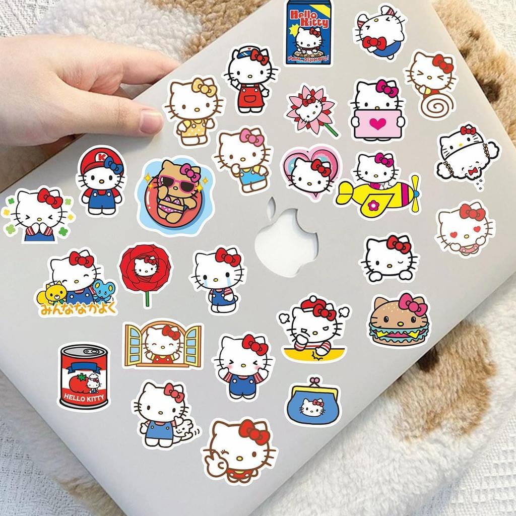Hello Kitty Stickers, 100-Piece Set, Cute Anime Stickers for Crayon Shin-chan, Waterproof Decals, Cute and Stylish Cartoon DIY Stickers, Great Gifts