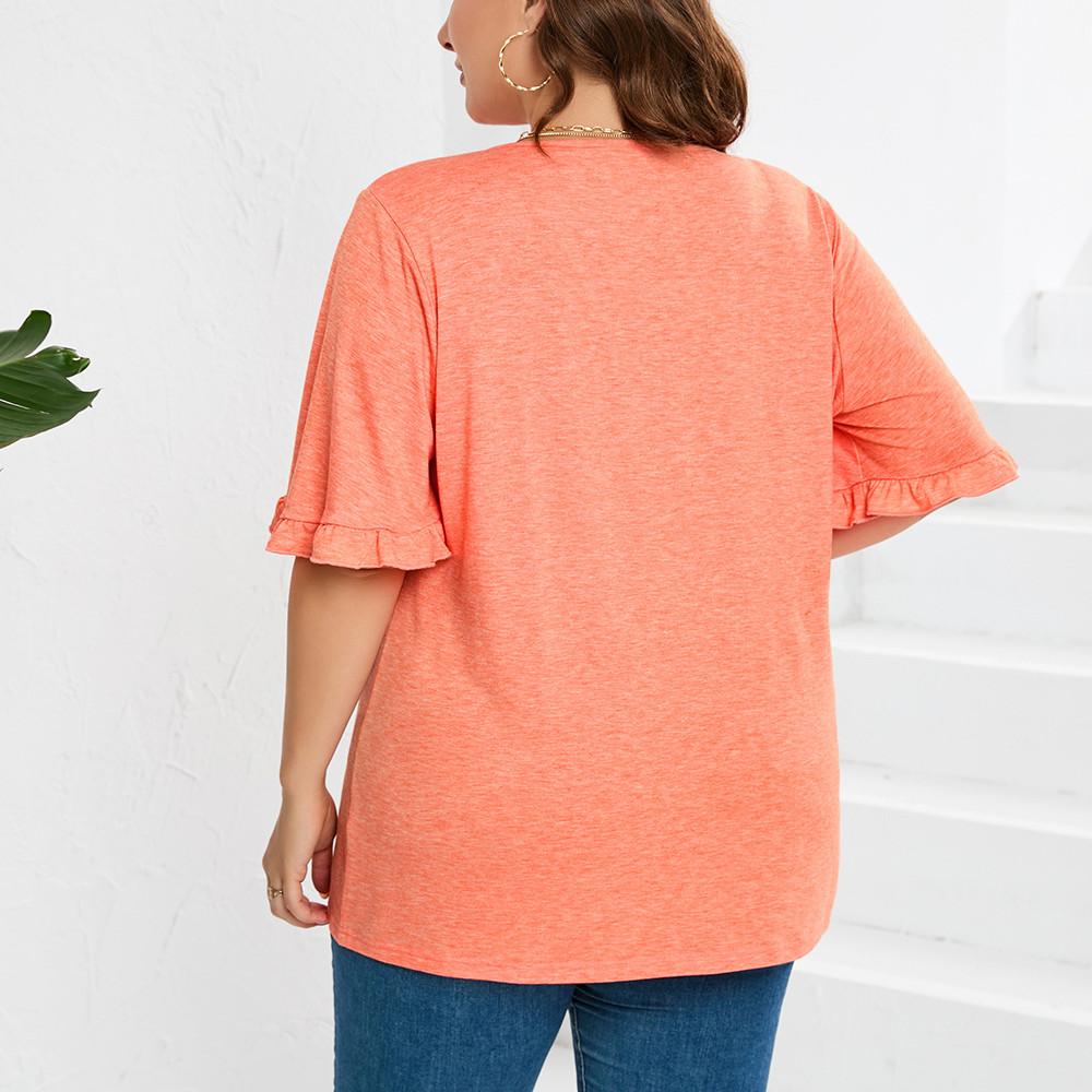 GMXIA Dámská móda Neformální jednobarevná trička a topy s krátkým rukávem a výstřihem do V