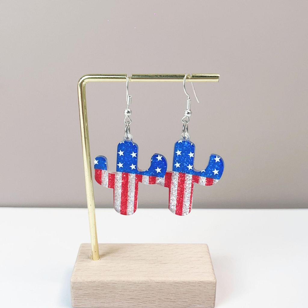 Patriotic Flag Earrings: Sunflower, Heart, Butterfly & Star Designs