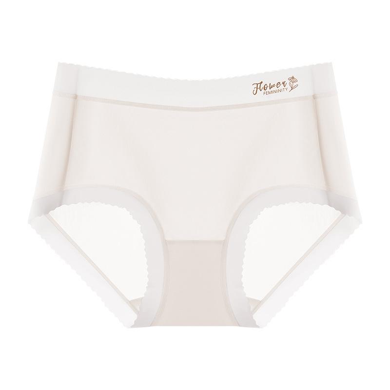 Damskie Letnie Cienkie Jednokolorowe Jedwab Lodowy Antybakteryjne Oddychające Nude Wygodne Wysoki Stan Wiosenny Trójkątne Majtki