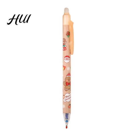 Festive Erasable Ink Pen Christmas Gel 0.5mm Retractable Pens with Eraser Tips School Office Supplies Plastic