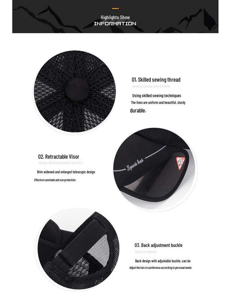 Unisex Summer Mesh Cap with Extended Telescopic Brim for Outdoor Sun Protection