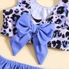 Leopard Print Butterfly Swimsuit Set for Girls