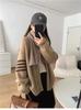 Japanese Style Age-Reducing V-Neck Color-Block Striped Knit Cardigan Sweater for Women, Autumn Winter Loose Fit