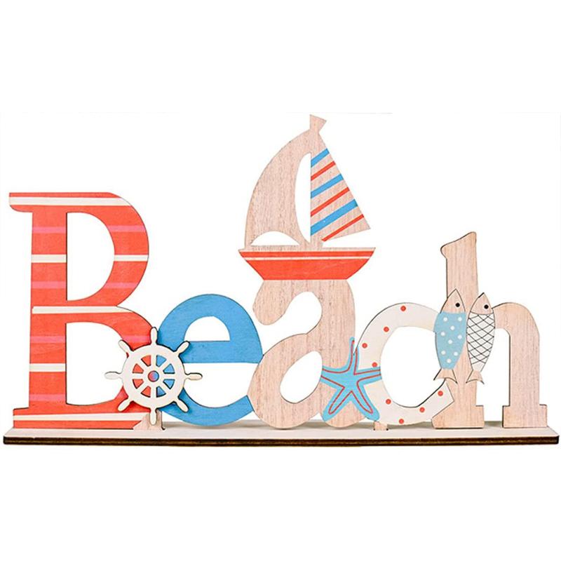 Nautical  Ornament Wooden Mediterranean-style Boat Rudder Fish Letter Decor Printing Ornaments