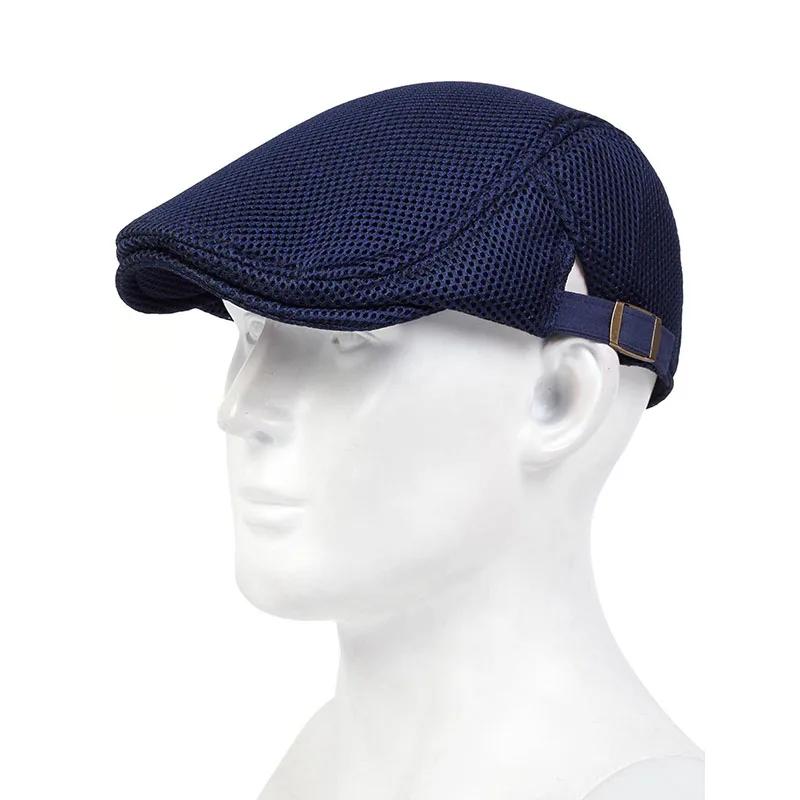 Herren Mesh Schiebermützen Britische Malermützen Frühling und Sommer Belüftete Baretts Verstellbare Schirmmütze Hip Hop Baretts