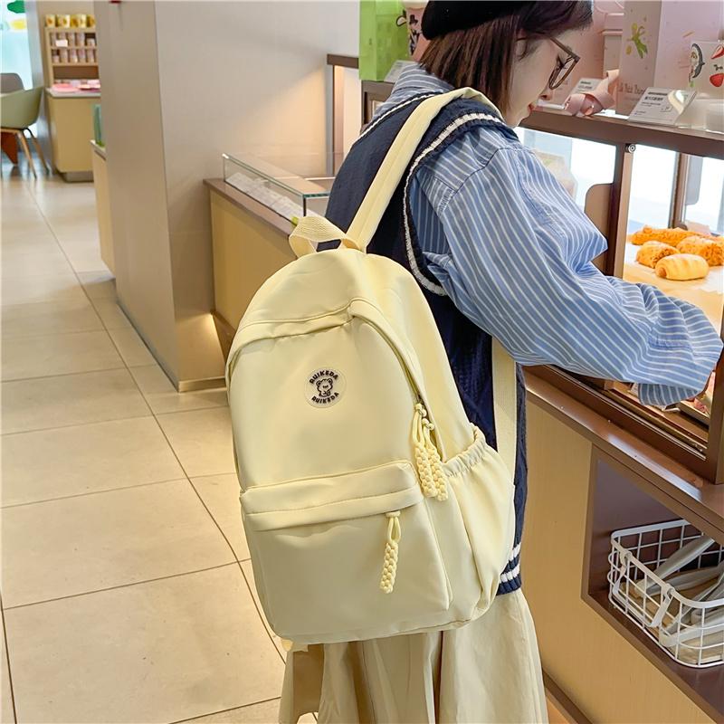 Student School Bag Women's Large Capacity Backpack Solid Color Backpack