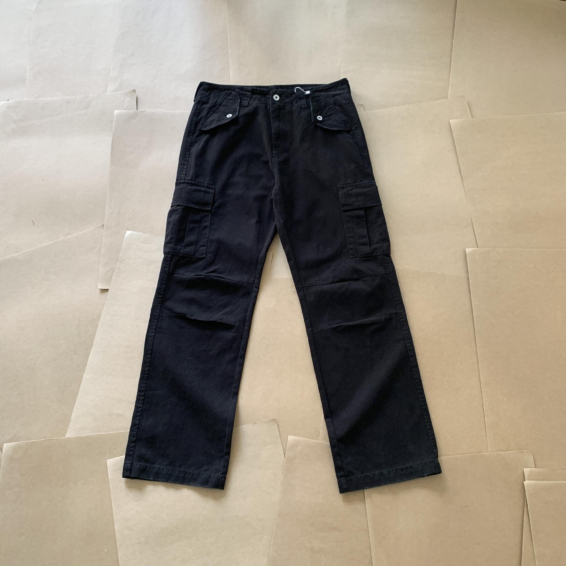 

Auticup American Hardcore Выстиранный карбон 3D Многокарманные Потертые Рабочие брюки Medium чёрный