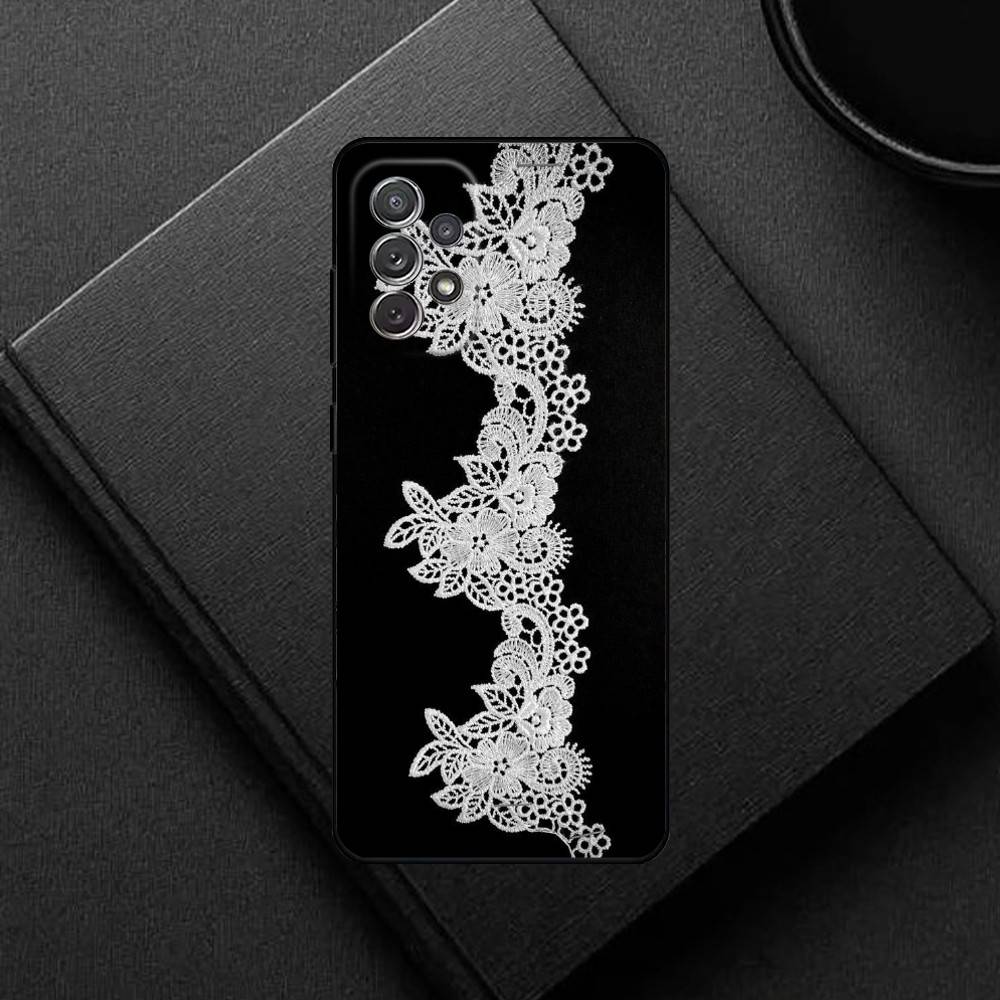 Lace Style Cool Girl  Phone Case For Samsung S25,S24,S21,S22,S23,S30,Ultra,S20,Plus,Others Soft Black Cover