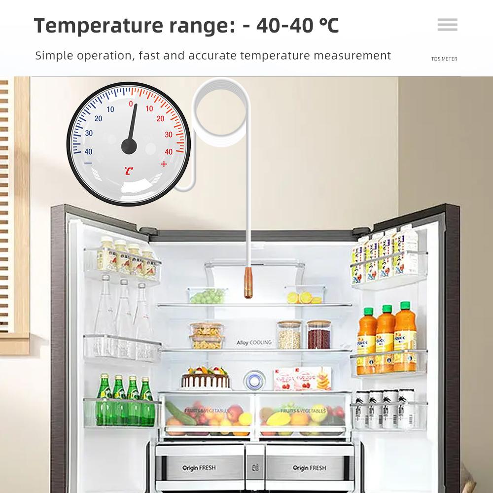 Dial Thermometer with Capillary Tube Household Usage Indoor Temperature Gauge -40~+40℃/10-120℃ for Refrigerators Oven