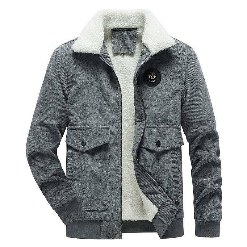 Men's Spring and Autumn Corduroy Jacket Padded Padded Padded Thickened Padded Daddy Winter Men's Jacket
