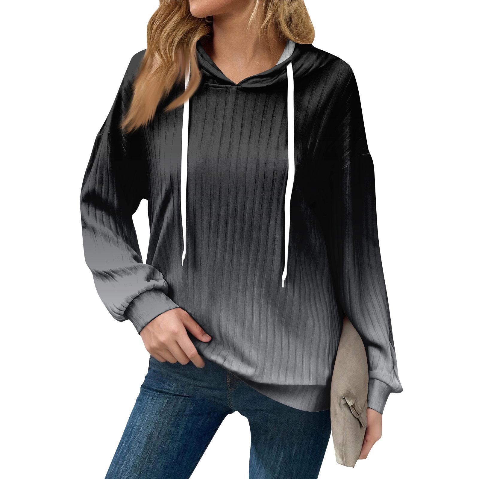 

Толстовки для женщин оверсайз зимние милые свитшоты пуловер трендовая осенняя одежда L чёрный