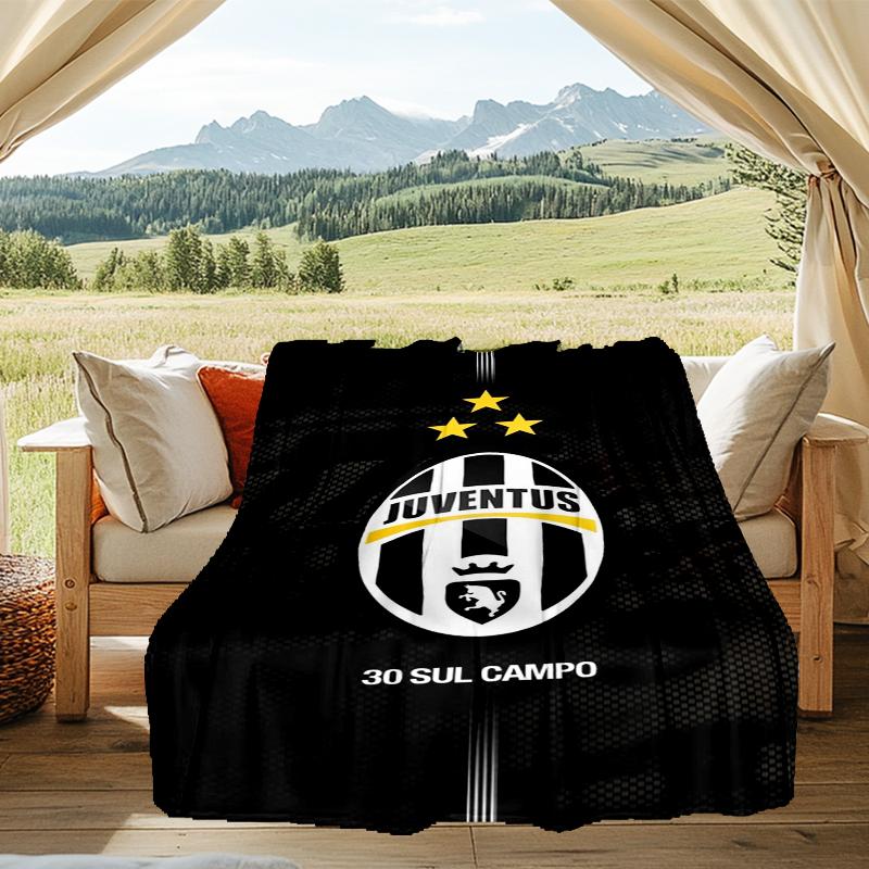 1 Stück Juventus Fußballclub Aufdruck Weiche Flanelldecke Überwurf für Schlafzimmer Wohnzimmer Sofa Camping Reise Fan Geschenke Weihnachtsgeschenke