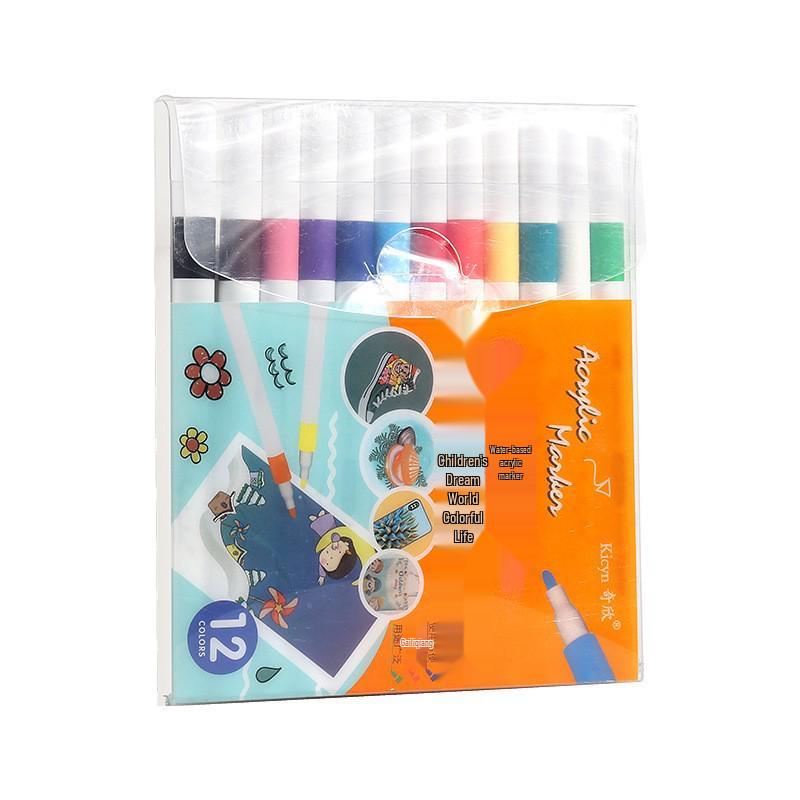 Quick-Dry Black Acrylic Marker: No-Bleed, Layerable, Soft Tip for Kids' Graffiti Art