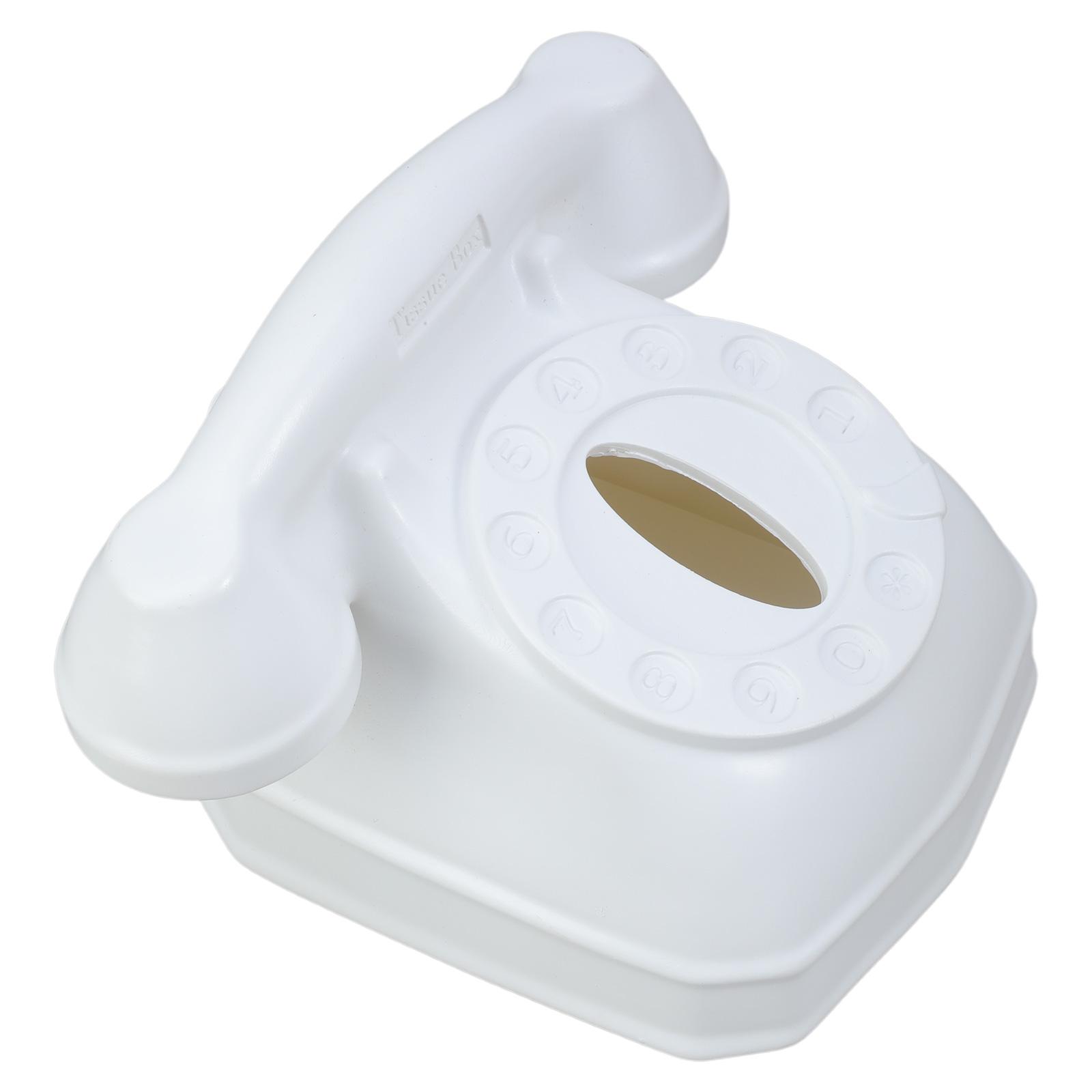 

Retro Telephone Design Tissue Box Portable PVC Telephone Style Tissue Box for Modern Home and Office Decoration бежевый