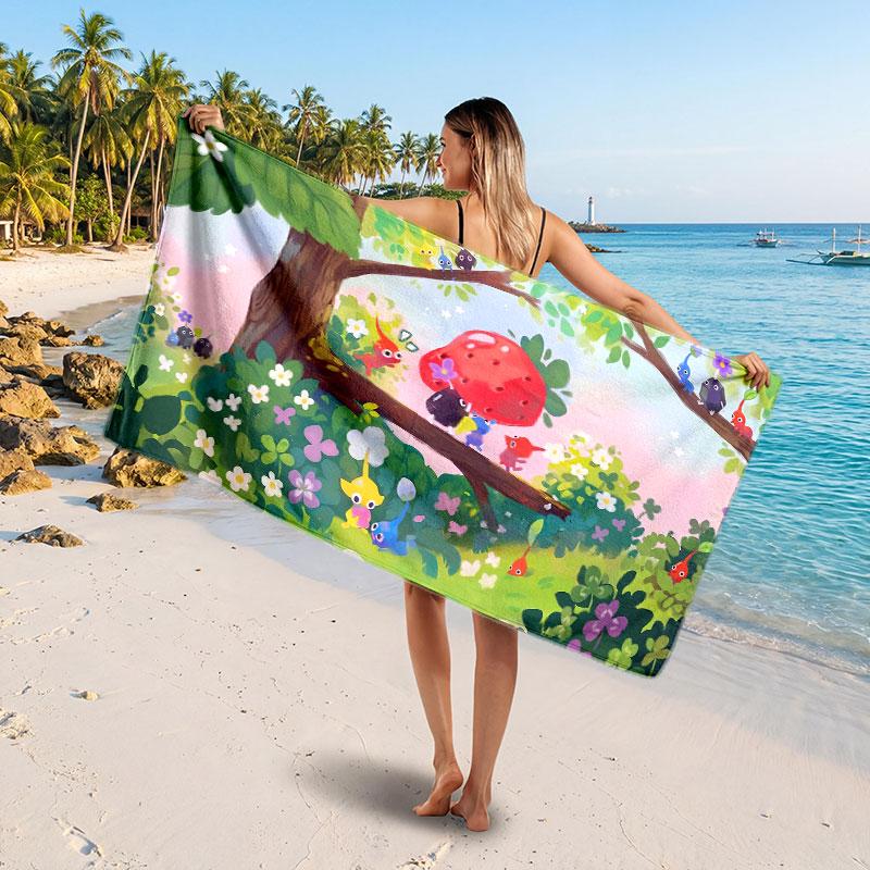 Large Beach TowelPikmin Soft Absorbent Towel Beach Bath Home Use
