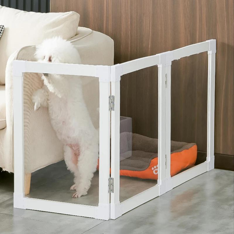 Acryl-Haustierauslauf mit Tür Transparenter Hundezaun für Kleine Mittlere Hunde Katzenbarriere Tor Modulares Isolationsgehege für Welpen