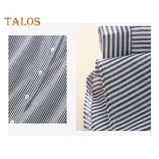 Damen Bluse mit Stehkragen, Langarm, Einreiher, Oberteile, vertikal gestreifter Druck, lockere Passform, Bürodamenbluse