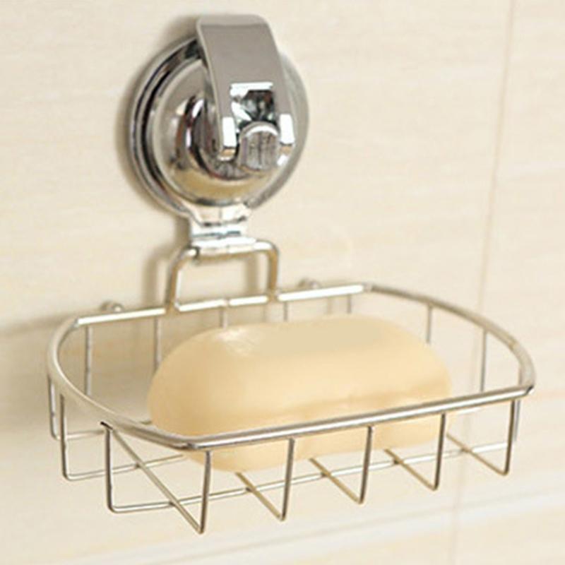 Rustproof Bathroom Soap Holder Space Saving Stainless Steel Vacuum Suction Organiser For Shower Sink Countertop
