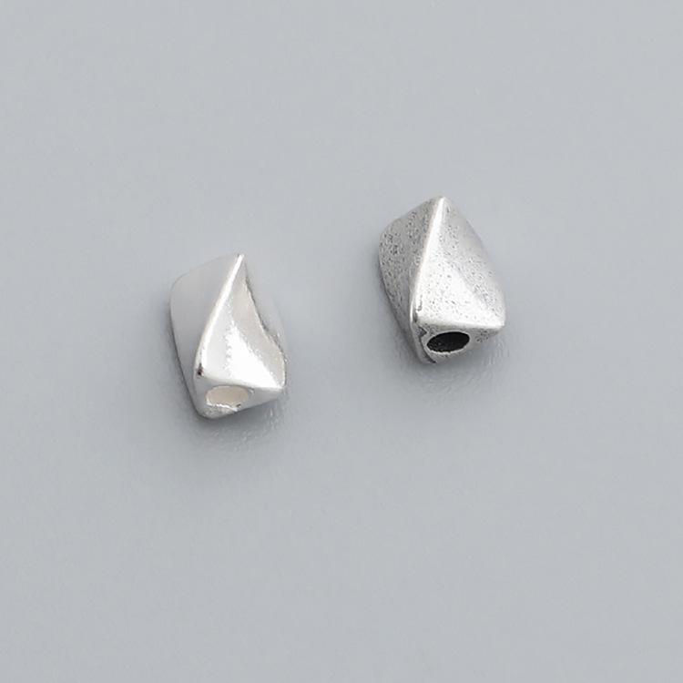 S925 Sterling Silver Thai Vintage Twisted Square Spacer Beads for DIY Bracelets and Necklaces.