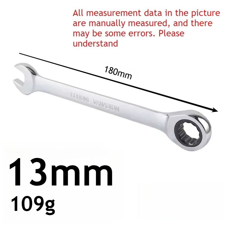 8-22mm Fixed Head Ratchet Wrench, 72 Teeth Ratchet Wrench, Vanadium Chromium Steel for Auto Repair Tools