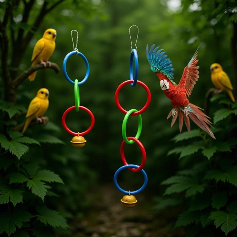 Parrot Swing Toy Bird Cage Toys With Bell Sound Colorful Climbing Ring For Lovebirds Color Ring Grinder Nibble Bird Toy Cage