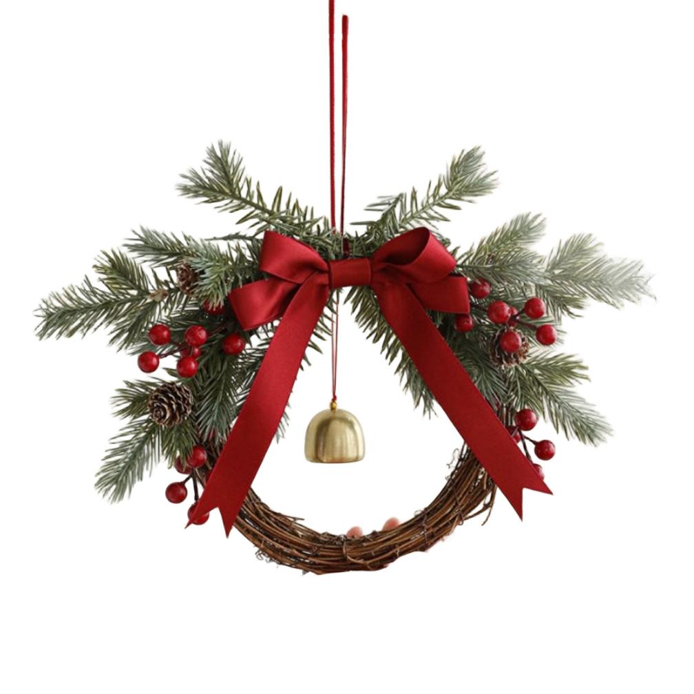 Festive Indoor Display Christmas Wreath Christmas Wreath With Bells Natural Elements Wreath Pine Cones Included